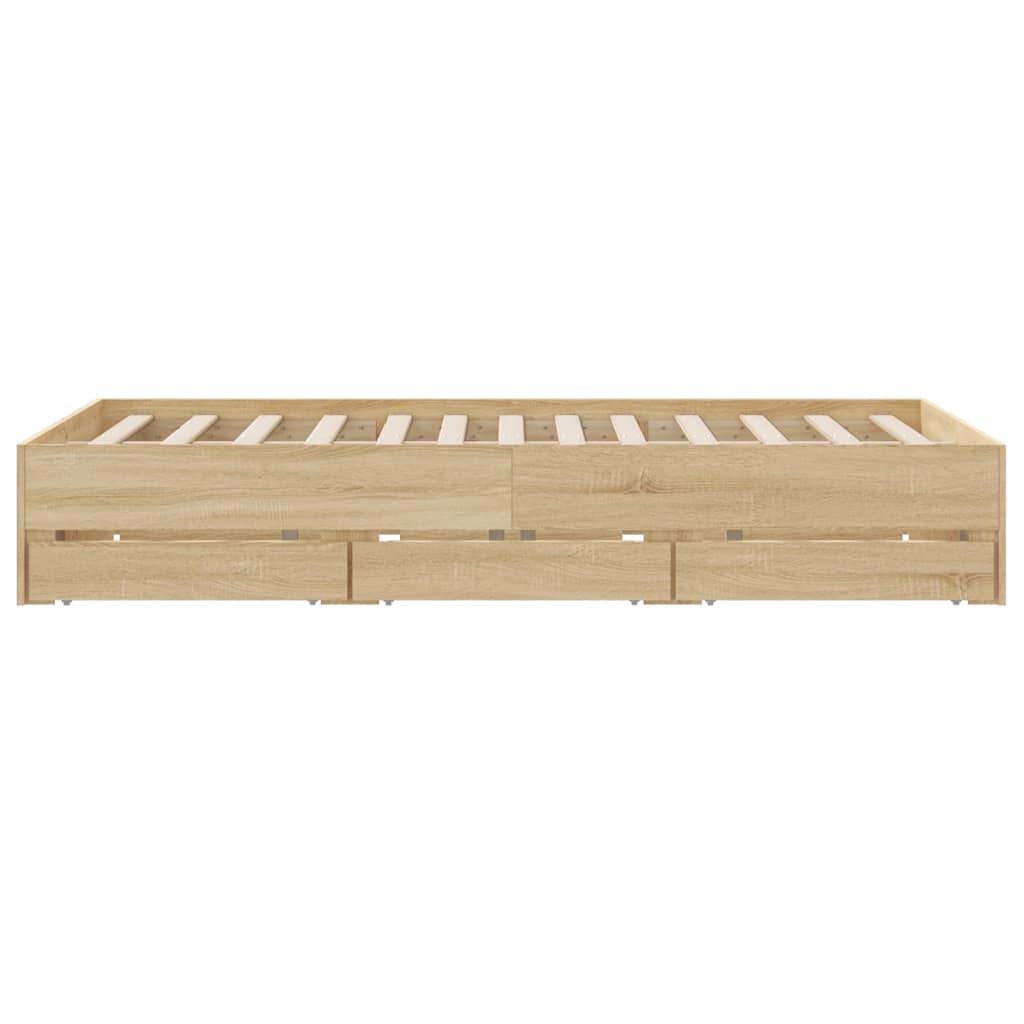 Bed Frame with Drawers without Mattress Sonoma Oak 150x200 cm King Size