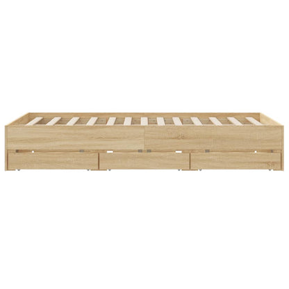 Bed Frame with Drawers without Mattress Sonoma Oak 150x200 cm King Size