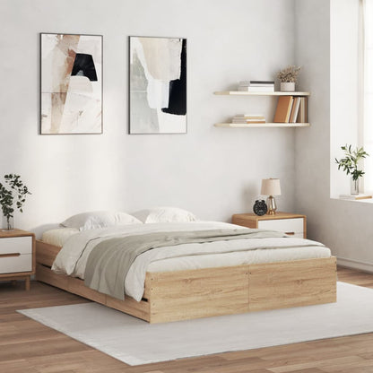Bed Frame with Drawers without Mattress Sonoma Oak 150x200 cm King Size