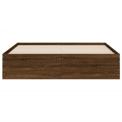 Bed Frame with Drawers without Mattress Brown Oak 150x200 cm King Size