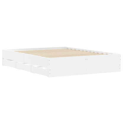 Bed Frame with Drawers without Mattress White 140x200 cm