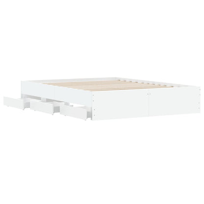 Bed Frame with Drawers without Mattress White 140x200 cm