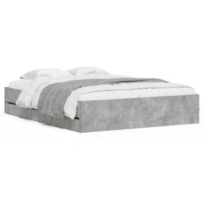 Bed Frame with Drawers without Mattress Concrete Grey 140x200 cm
