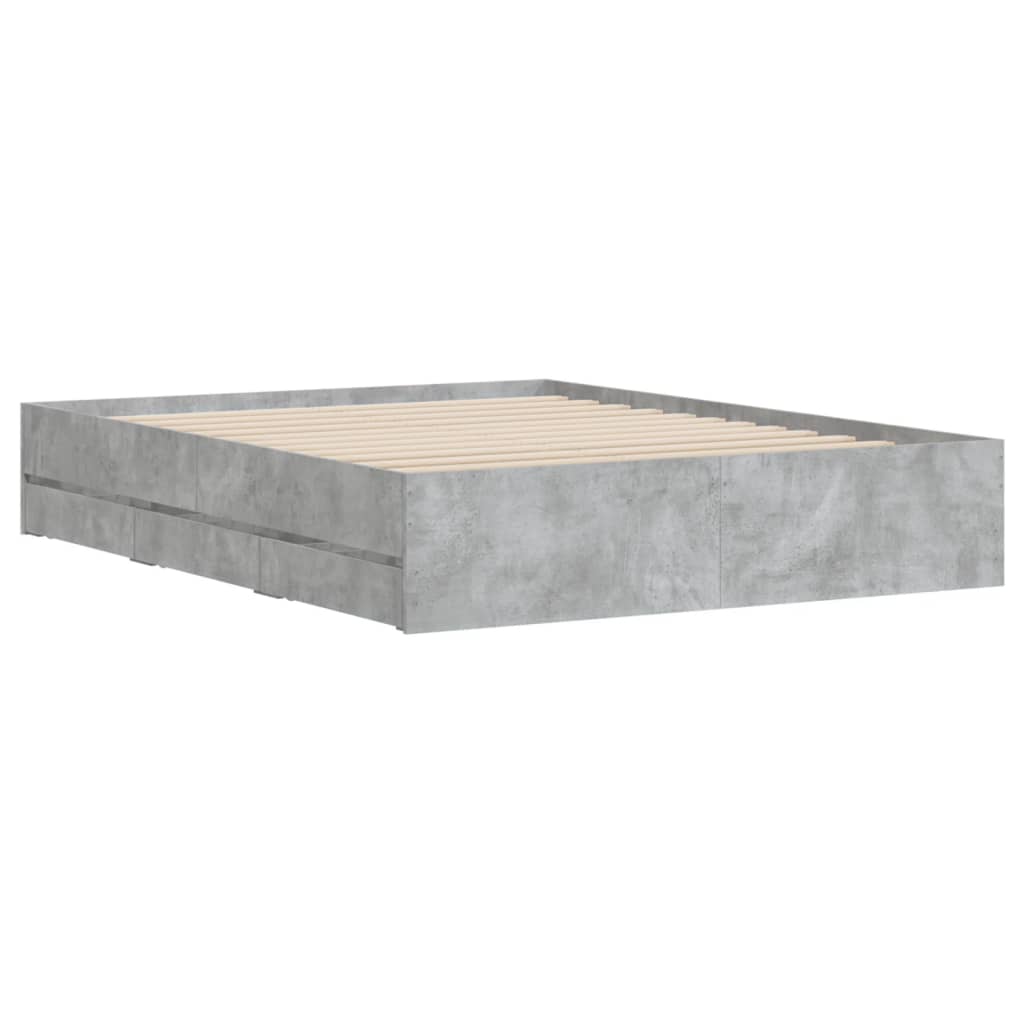 Bed Frame with Drawers without Mattress Concrete Grey 140x200 cm