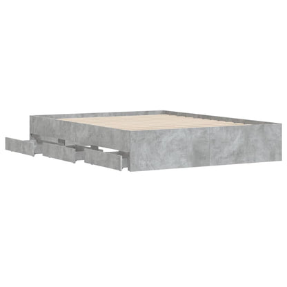 Bed Frame with Drawers without Mattress Concrete Grey 140x200 cm