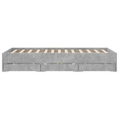 Bed Frame with Drawers without Mattress Concrete Grey 140x200 cm