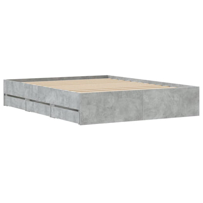 Bed Frame with Drawers without Mattress Concrete Grey 140x200 cm