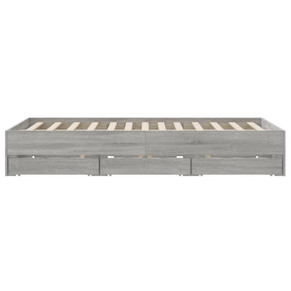 Bed Frame with Drawers without Mattress Grey Sonoma 140x200 cm