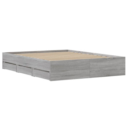 Bed Frame with Drawers without Mattress Grey Sonoma 140x200 cm