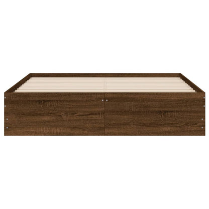 Bed Frame with Drawers without Mattress Brown Oak 140x200 cm