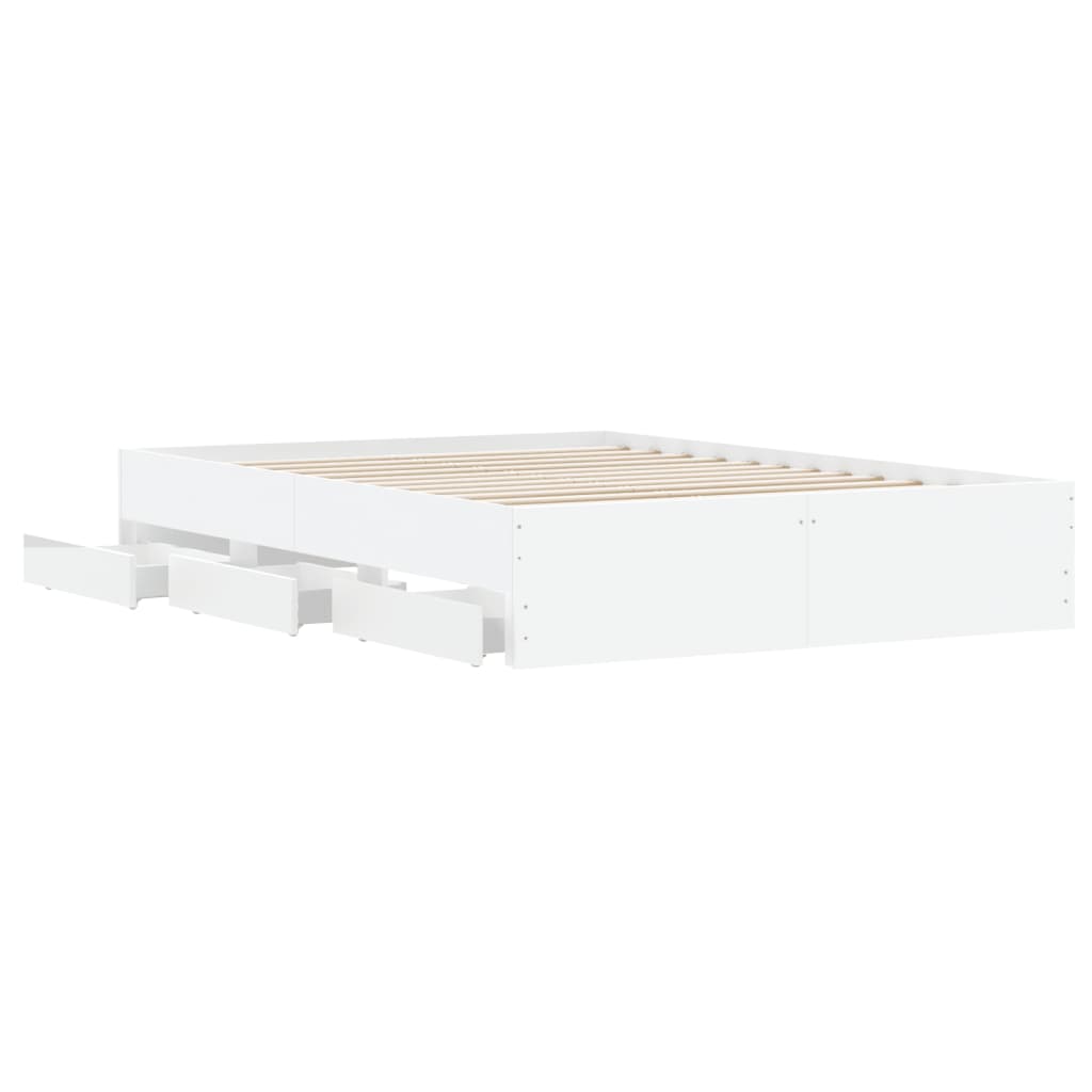 Bed Frame with Drawers without Mattress White 120x200 cm