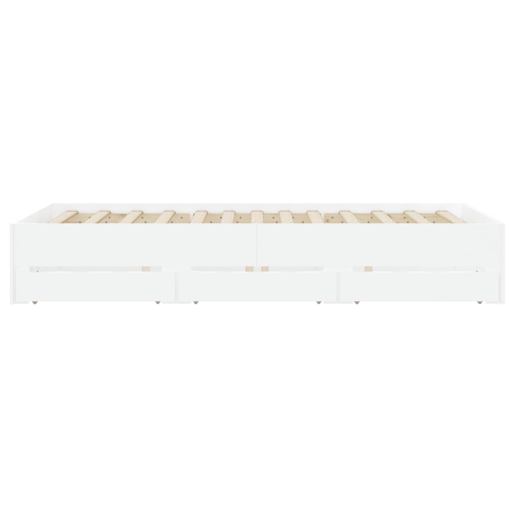 Bed Frame with Drawers without Mattress White 120x200 cm