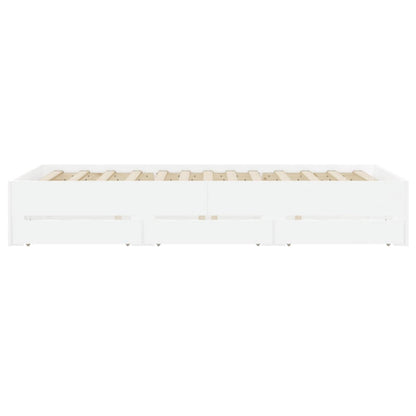 Bed Frame with Drawers without Mattress White 120x200 cm