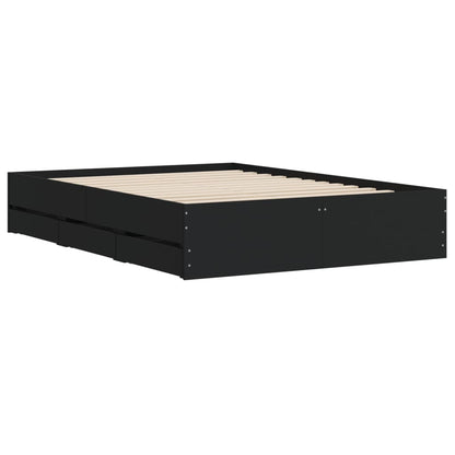Bed Frame with Drawers without Mattress Black 120x200 cm