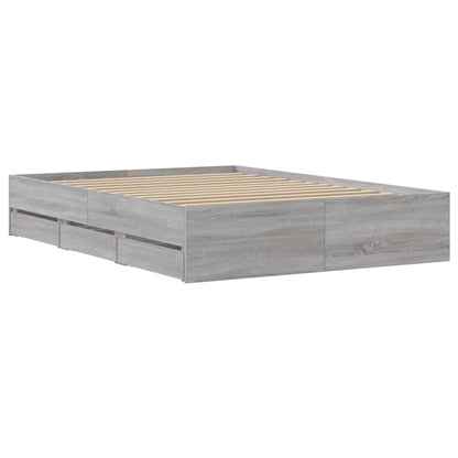 Bed Frame with Drawers without Mattress Grey Sonoma 120x200 cm