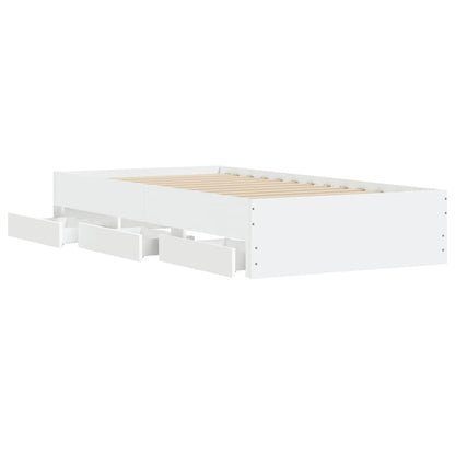 Bed Frame with Drawers without Mattress White 100x200 cm