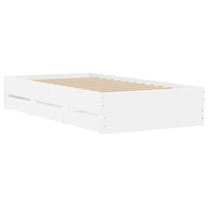 Bed Frame with Drawers without Mattress White 100x200 cm