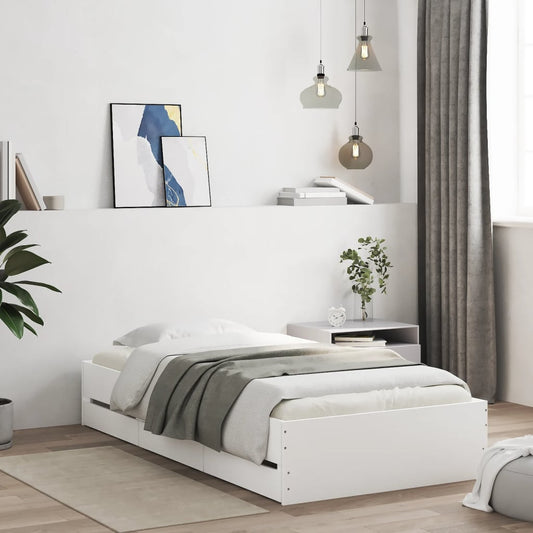 Bed Frame with Drawers without Mattress White 100x200 cm