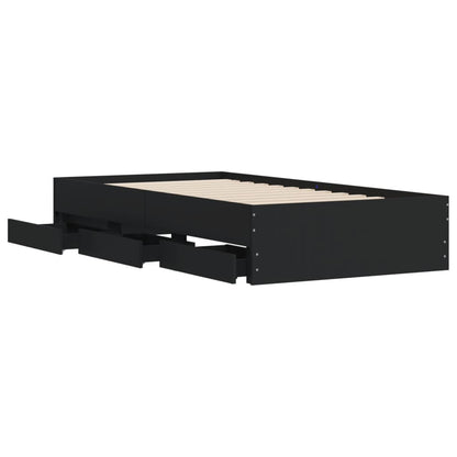 Bed Frame with Drawers without Mattress Black 100x200 cm