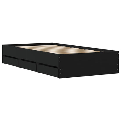 Bed Frame with Drawers without Mattress Black 100x200 cm