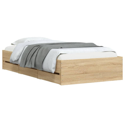 Bed Frame with Drawers without Mattress Sonoma Oak 100x200 cm