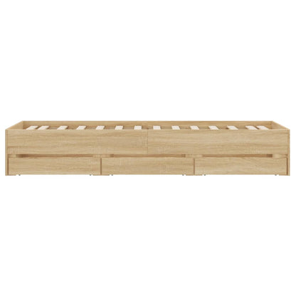 Bed Frame with Drawers without Mattress Sonoma Oak 100x200 cm