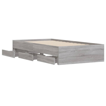 Bed Frame with Drawers without Mattress Grey Sonoma 100x200 cm