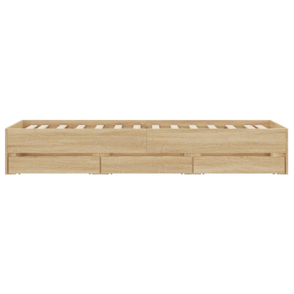 Bed Frame with Drawers without Mattress Sonoma Oak 90x200 cm