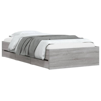 Bed Frame with Drawers without Mattress Grey Sonoma 90x200 cm