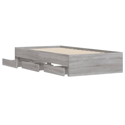 Bed Frame with Drawers without Mattress Grey Sonoma 90x200 cm