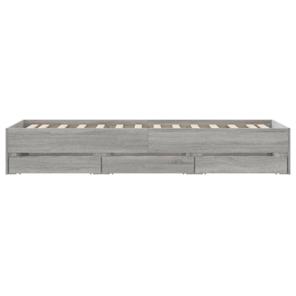 Bed Frame with Drawers without Mattress Grey Sonoma 90x200 cm