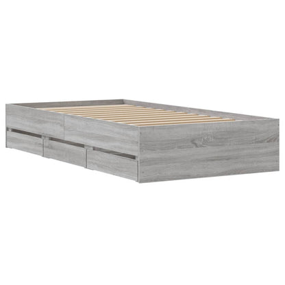 Bed Frame with Drawers without Mattress Grey Sonoma 90x200 cm