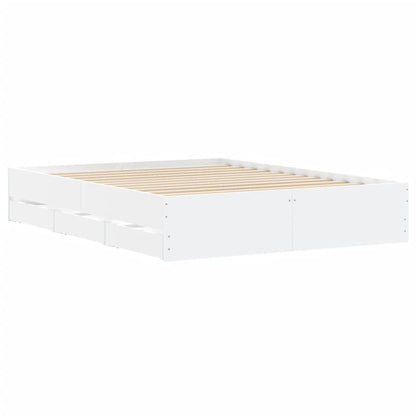 Bed Frame with Drawers without Mattress White 140x190 cm