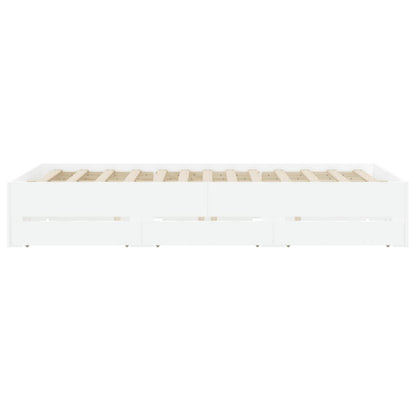 Bed Frame with Drawers without Mattress White 140x190 cm