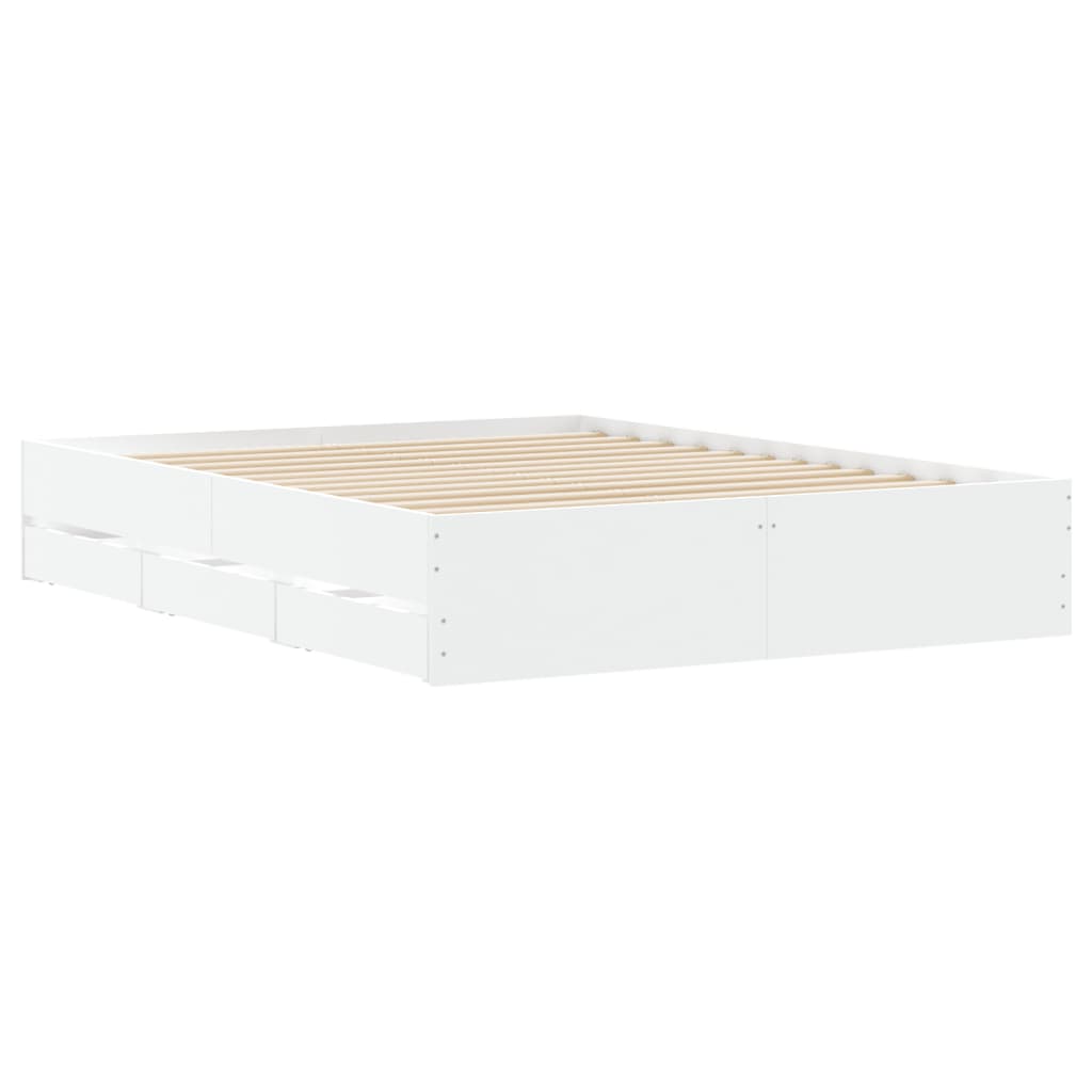 Bed Frame with Drawers without Mattress White 140x190 cm