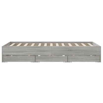Bed Frame with Drawers without Mattress Grey Sonoma 140x190 cm