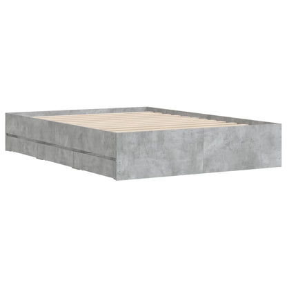 Bed Frame with Drawers without Mattress Concrete Grey 135x190 cm Double