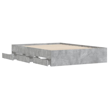 Bed Frame with Drawers without Mattress Concrete Grey 135x190 cm Double