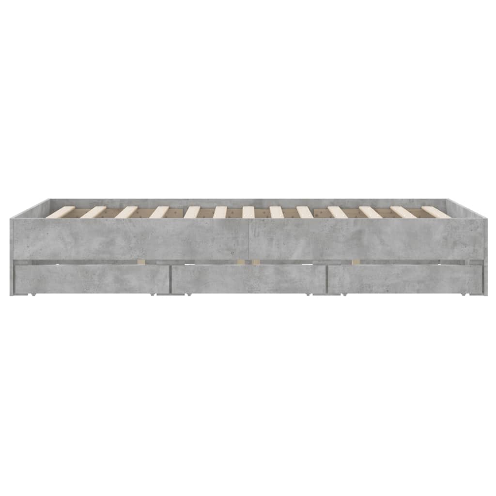 Bed Frame with Drawers without Mattress Concrete Grey 135x190 cm Double