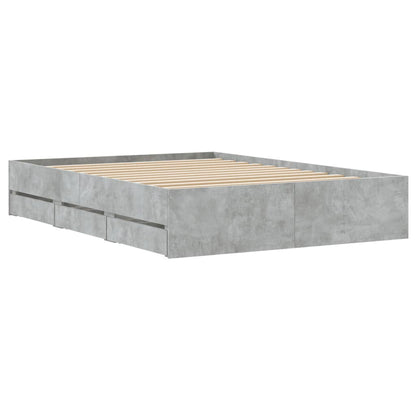 Bed Frame with Drawers without Mattress Concrete Grey 135x190 cm Double