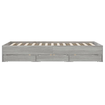 Bed Frame with Drawers without Mattress Grey Sonoma 135x190 cm Double