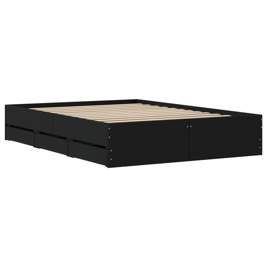 Bed Frame with Drawers without Mattress Black 120x190 cm Small Double