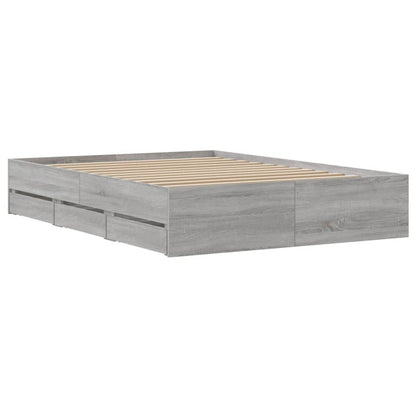 Bed Frame with Drawers without Mattress Grey Sonoma 120x190 cm Small Double