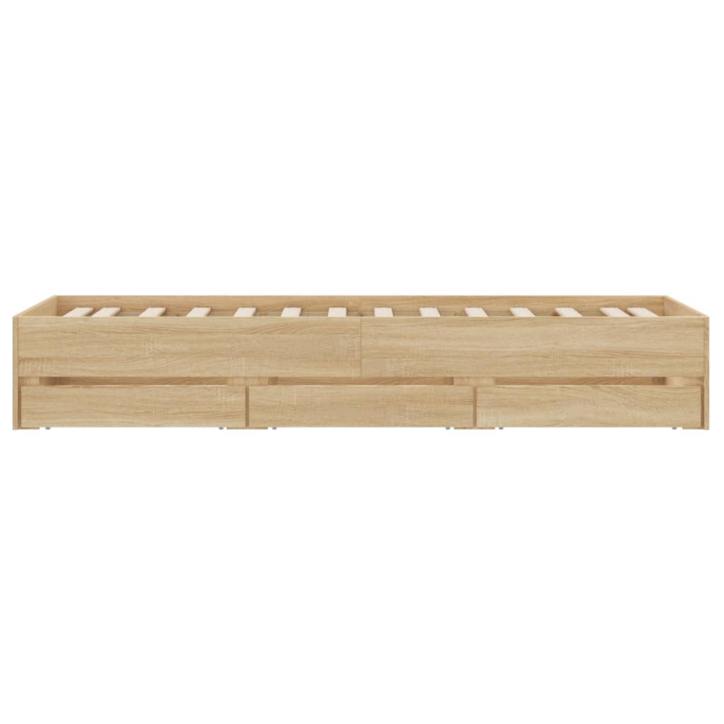 Bed Frame with Drawers without Mattress Sonoma Oak 90x190 cm Single
