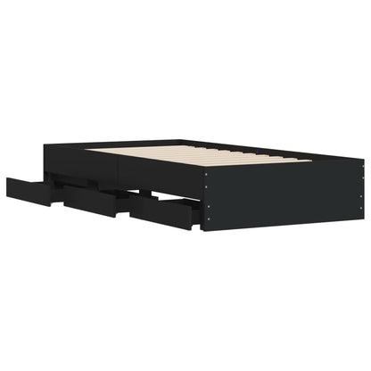 Bed Frame with Drawers without Mattress Black 75x190 cm Small Single