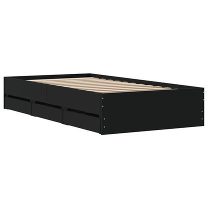 Bed Frame with Drawers without Mattress Black 75x190 cm Small Single
