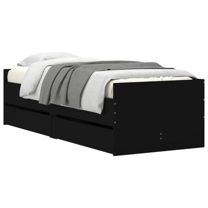 Bed Frame with Drawers without Mattress Black 100x200 cm