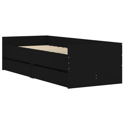 Bed Frame with Drawers without Mattress Black 100x200 cm