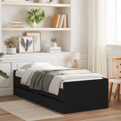 Bed Frame with Drawers without Mattress Black 100x200 cm