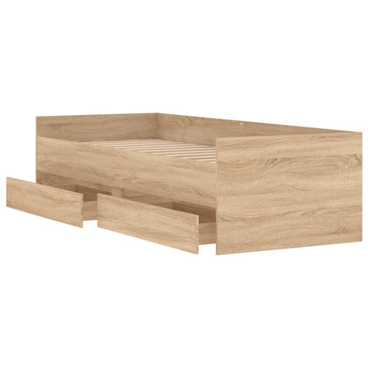 Bed Frame with Drawers without Mattress Sonoma Oak 100x200 cm